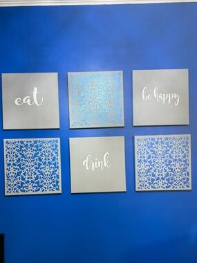 6-Piece “Eat Drink Be Happy” Canvas Wall Art Set – Ready to Hang, Modern Dining